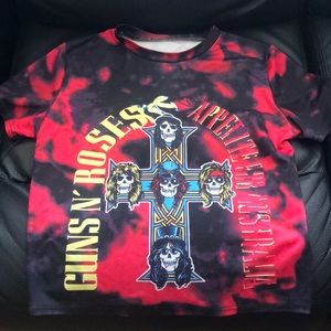 Fashion Nova Multi-Color/ Tie dye “Guns N’ Roses Cropped Tee